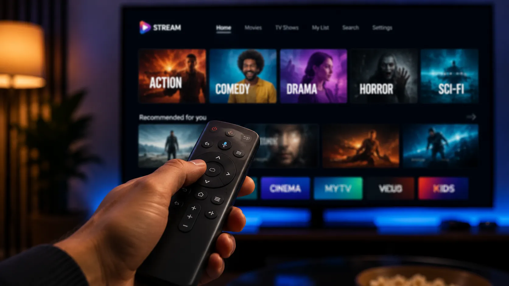 Diagram showing how IPTV delivers live television and on-demand video over an internet connection